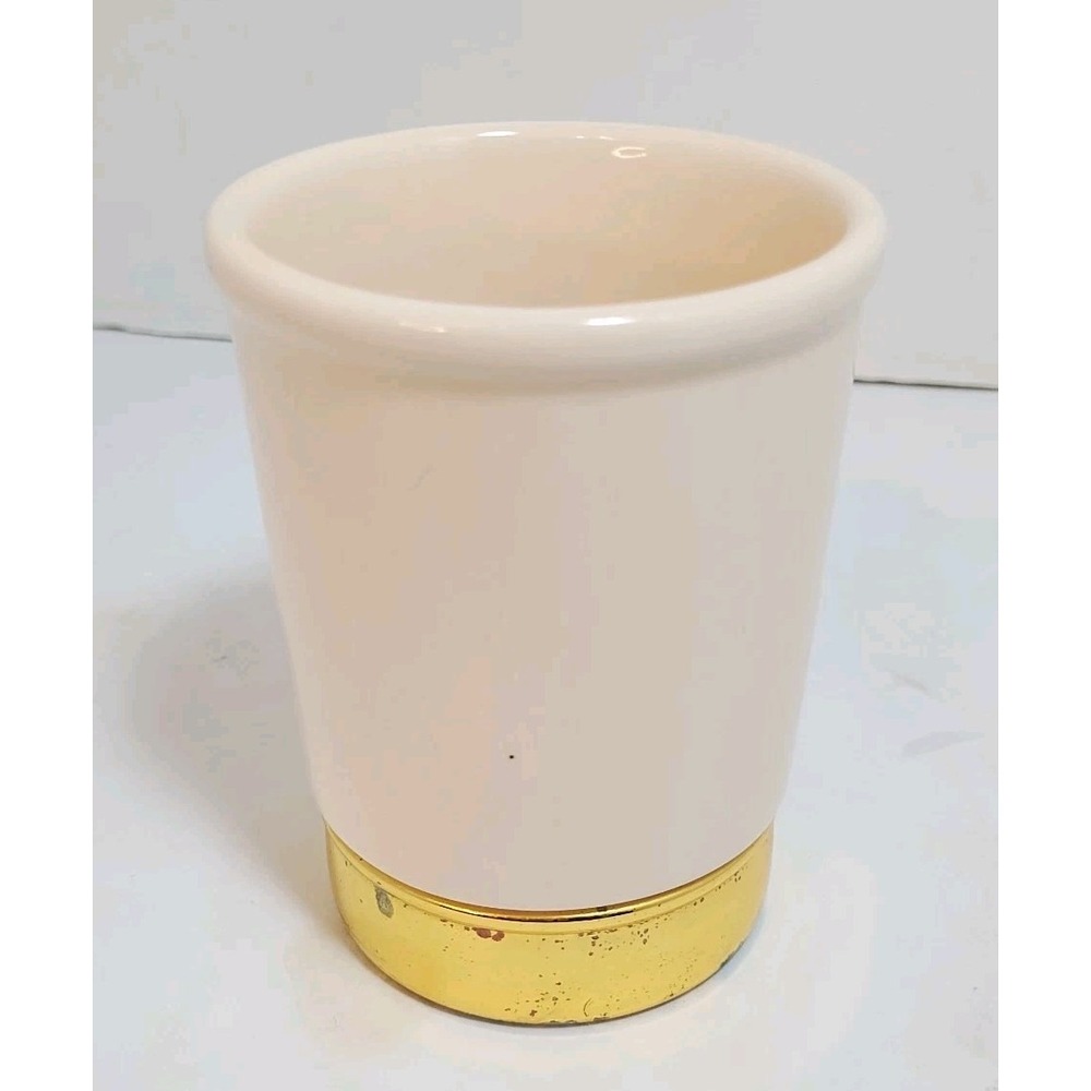 Vintage InterDesign York Bath Tumbler Cup Brass Vanilla